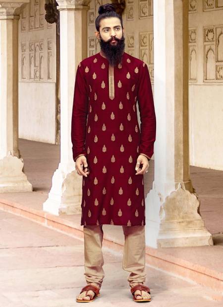 Maroon Colour New Ethnic Wear Mens Kurta Pajama Collection ANI 19